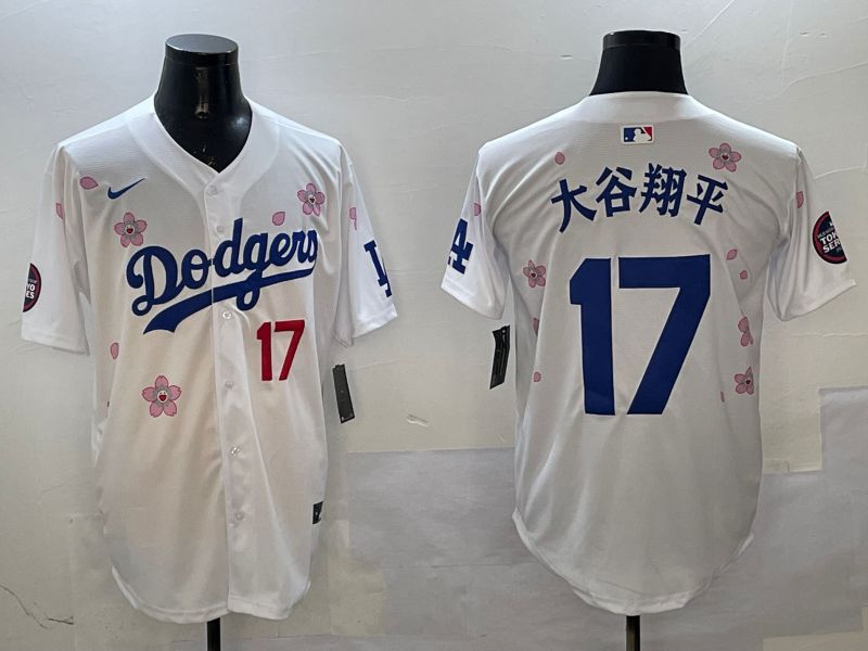 Men Los Angeles Dodgers 17 Ohtani White Sakura Edition 2025 Nike MLB Jersey style 3201